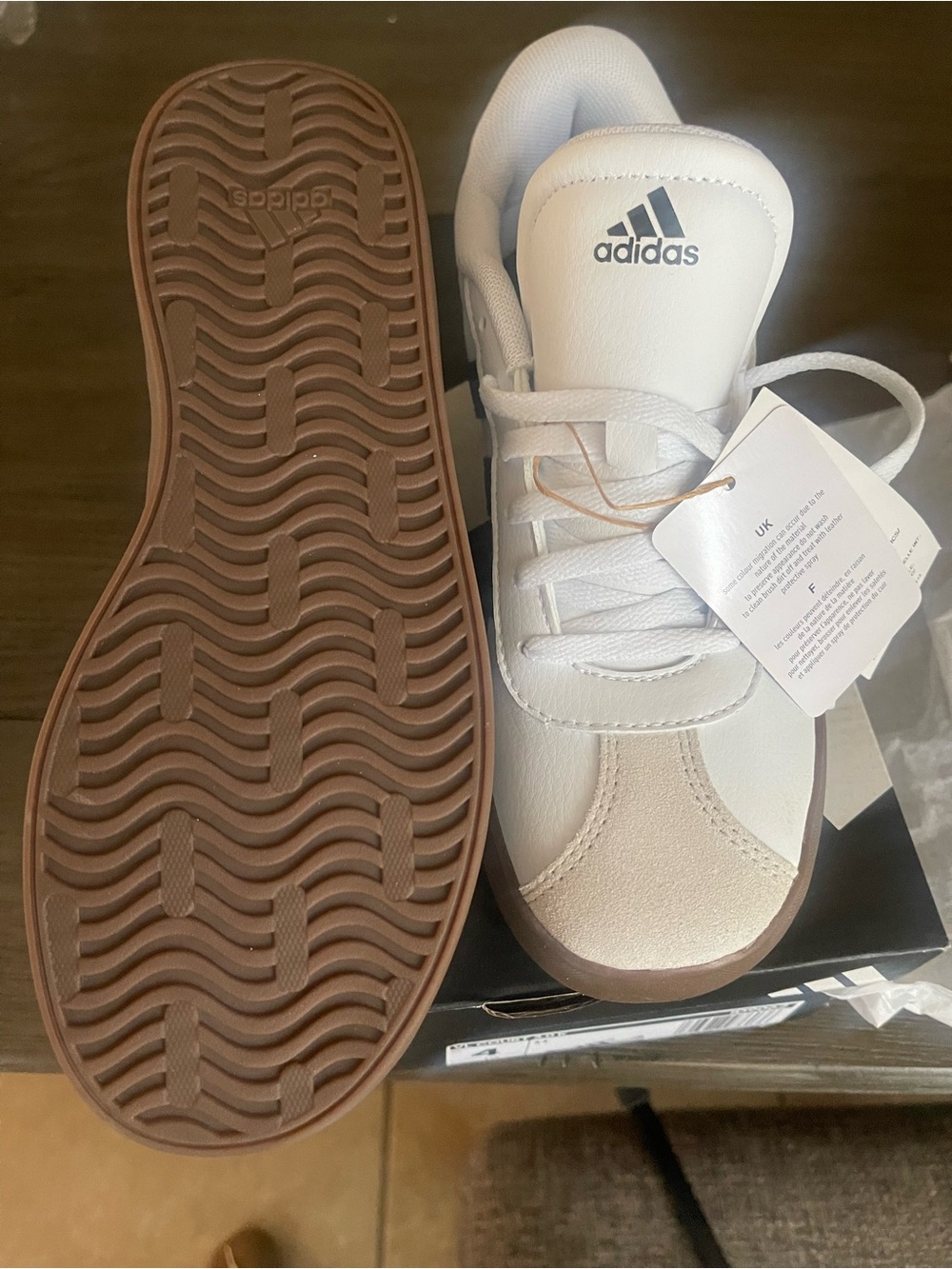 adidas Kids White and Brown Lace-Up Sneakers